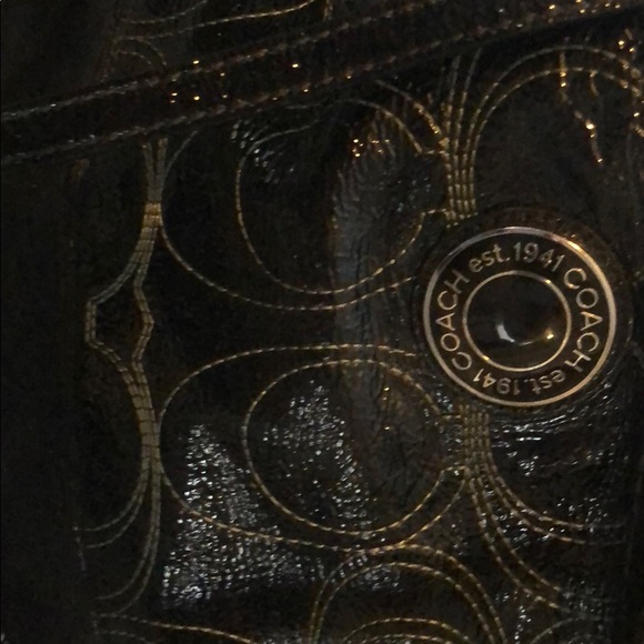 Coach purse small shiny black leather - Picture 4 of 4